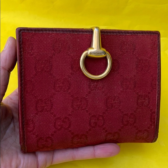 Gucci Handbags - Vintage burgundy canvas/leather Gucci wallet